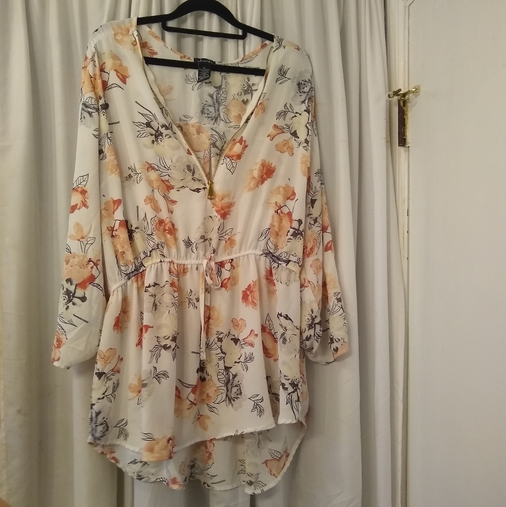Semi-Sheer Floral Blouse